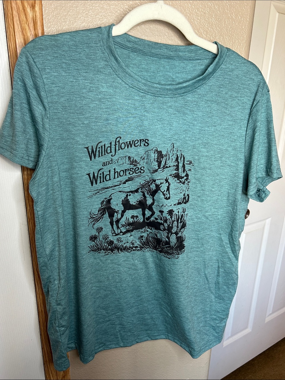 Wild Flowers & Wild Horses Graphic Tee - Teal
